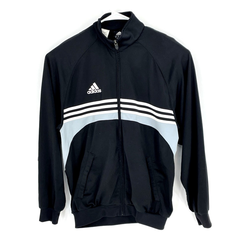 Vintage Adidas Jacket Mens M Black Gray Small Logo on Back